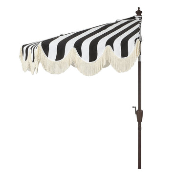 Beverly 9 ft. Designer Classic Scalloped Fringe Half Market Patio Umbrella